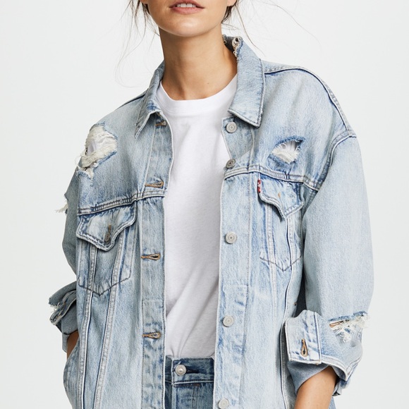 Levi’s Distressed Denim Oversized Jacket | Large - Picture 2 of 16